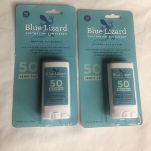 2 Pk Blue Lizard Mineral Sunscreen Stick 0.5oz 50 SPF Sensitive Skin Exp 01/2028